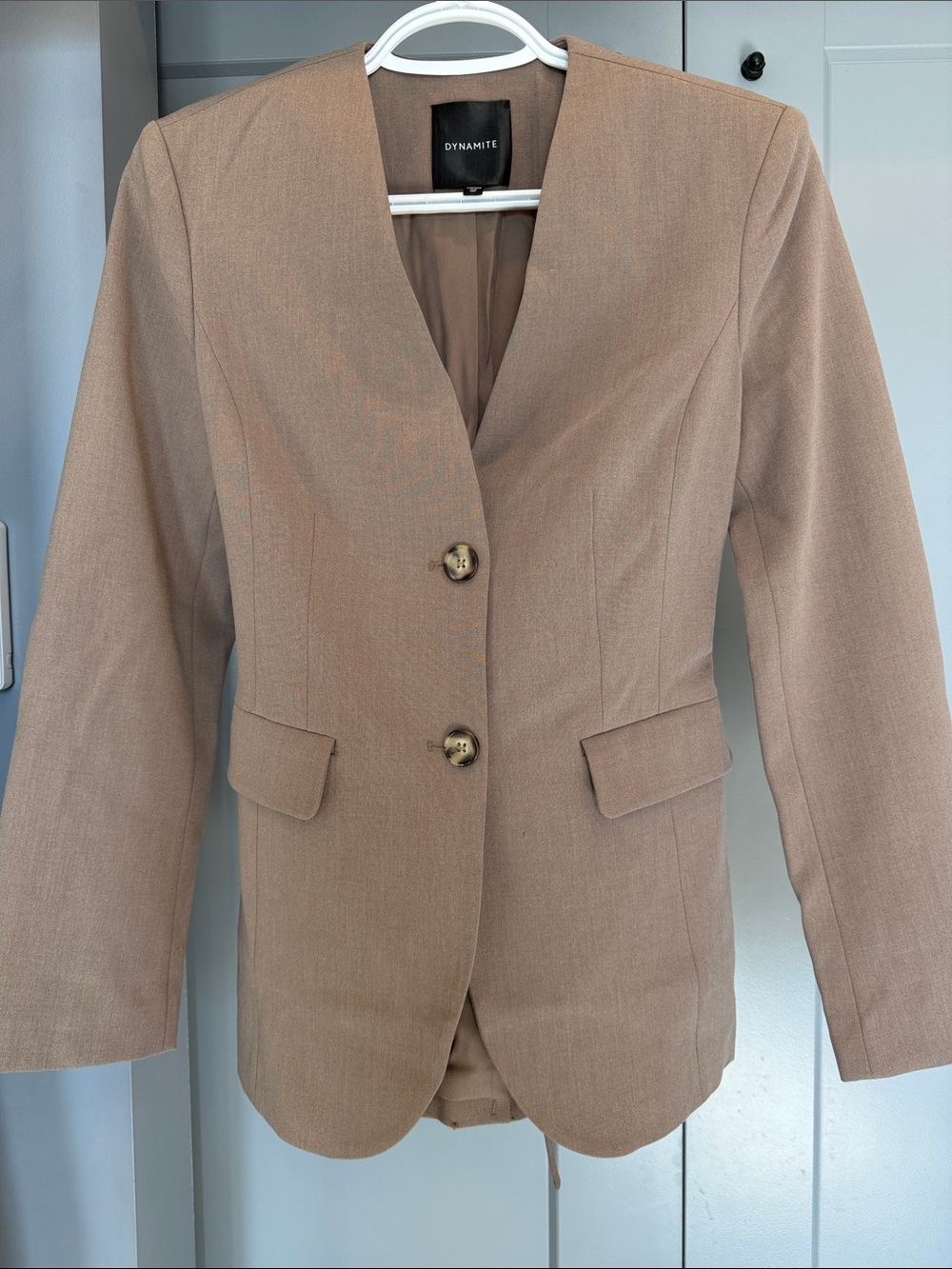 Dynamite Women's Light Taupe Blazer with Tie up in back